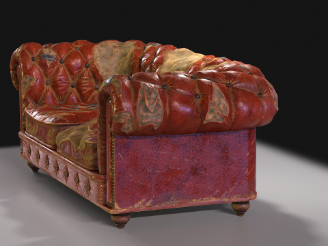 Chesterfield Sofa Damaged 3D Модель