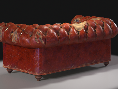 Chesterfield Sofa Damaged 3D Модель