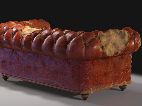 Sof&aacute; Chesterfield danificado Modelo 3D