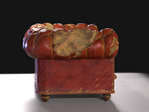 Chesterfield Sofa Damaged 3D Модель
