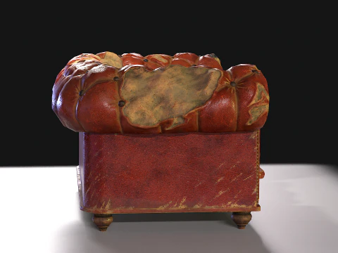 Sof&aacute; Chesterfield danificado Modelo 3D
