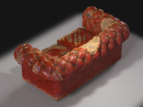 Chesterfield Sofa Damaged 3D Модель