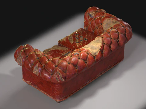Sof&aacute; Chesterfield danificado Modelo 3D