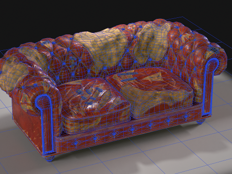 Chesterfield Sofa Damaged 3D Модель