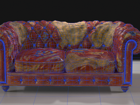Chesterfield Sofa Damaged 3D Модель