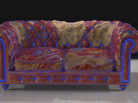 Sof&aacute; Chesterfield danificado Modelo 3D