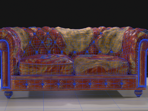 Chesterfield Sofa Damaged 3D Модель