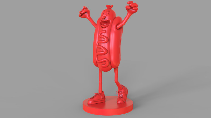 Excited Hot Dog Modello 3D .c4d .max .obj .3ds .fbx .stl .blend