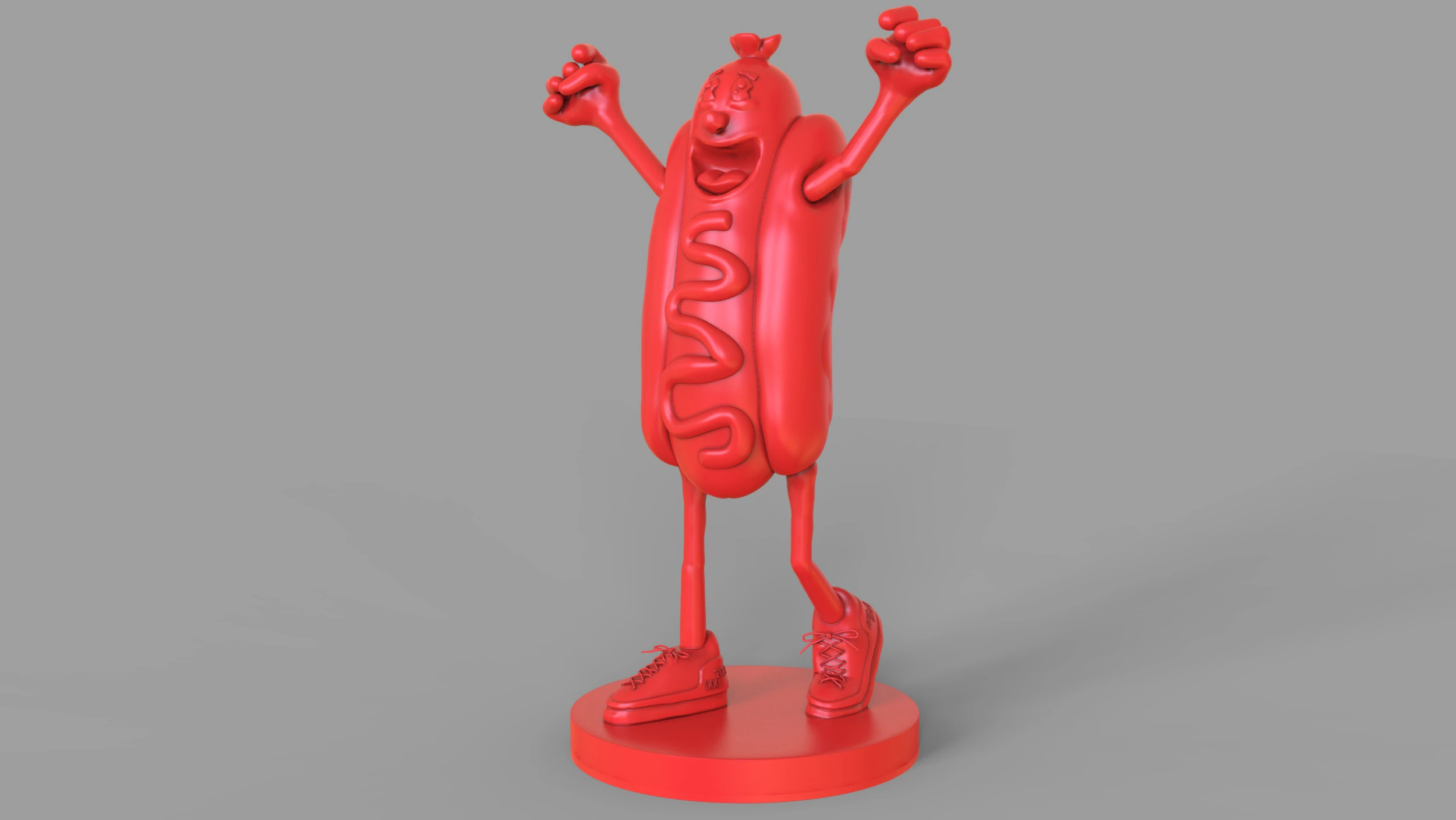 Excited Hot Dog 3D Model .c4d .max .obj .3ds .fbx .stl .blend 
