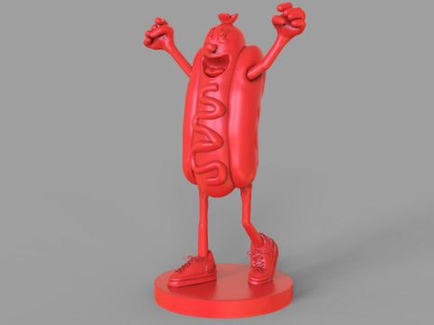 Excited Hot Dog 3D Model