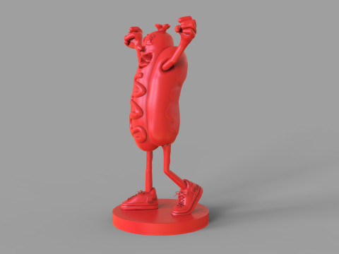 Excited Hot Dog Modello 3D