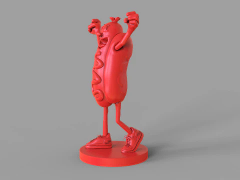 Excited Hot Dog 3D Model