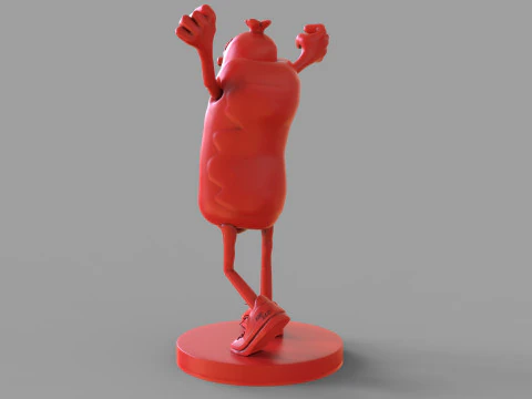 Excited Hot Dog 3D Model