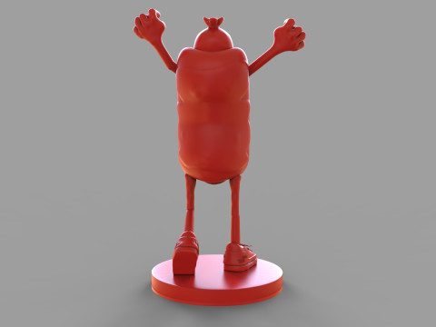 Excited Hot Dog Modello 3D