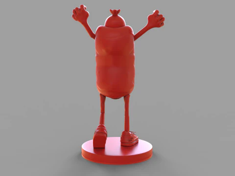 Excited Hot Dog 3D Model