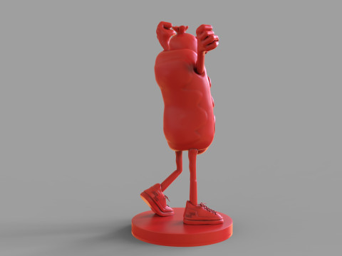 Excited Hot Dog Modello 3D