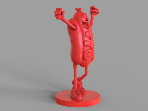 Excited Hot Dog Modello 3D