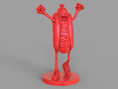 Excited Hot Dog Modello 3D