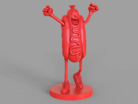 Excited Hot Dog 3D Model