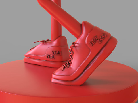 Excited Hot Dog Modello 3D