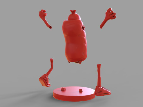 Excited Hot Dog Modello 3D
