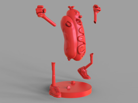 Excited Hot Dog Modello 3D