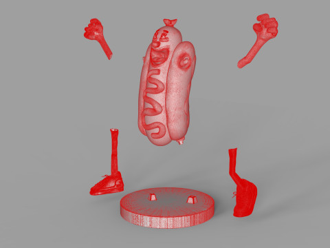 Excited Hot Dog Modello 3D