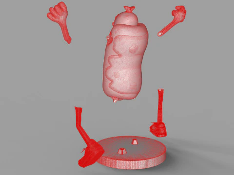 Excited Hot Dog 3D Model