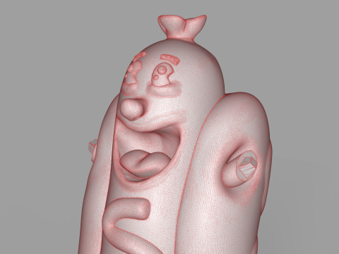 Excited Hot Dog Modello 3D