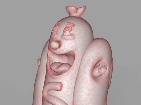 Excited Hot Dog 3D Model