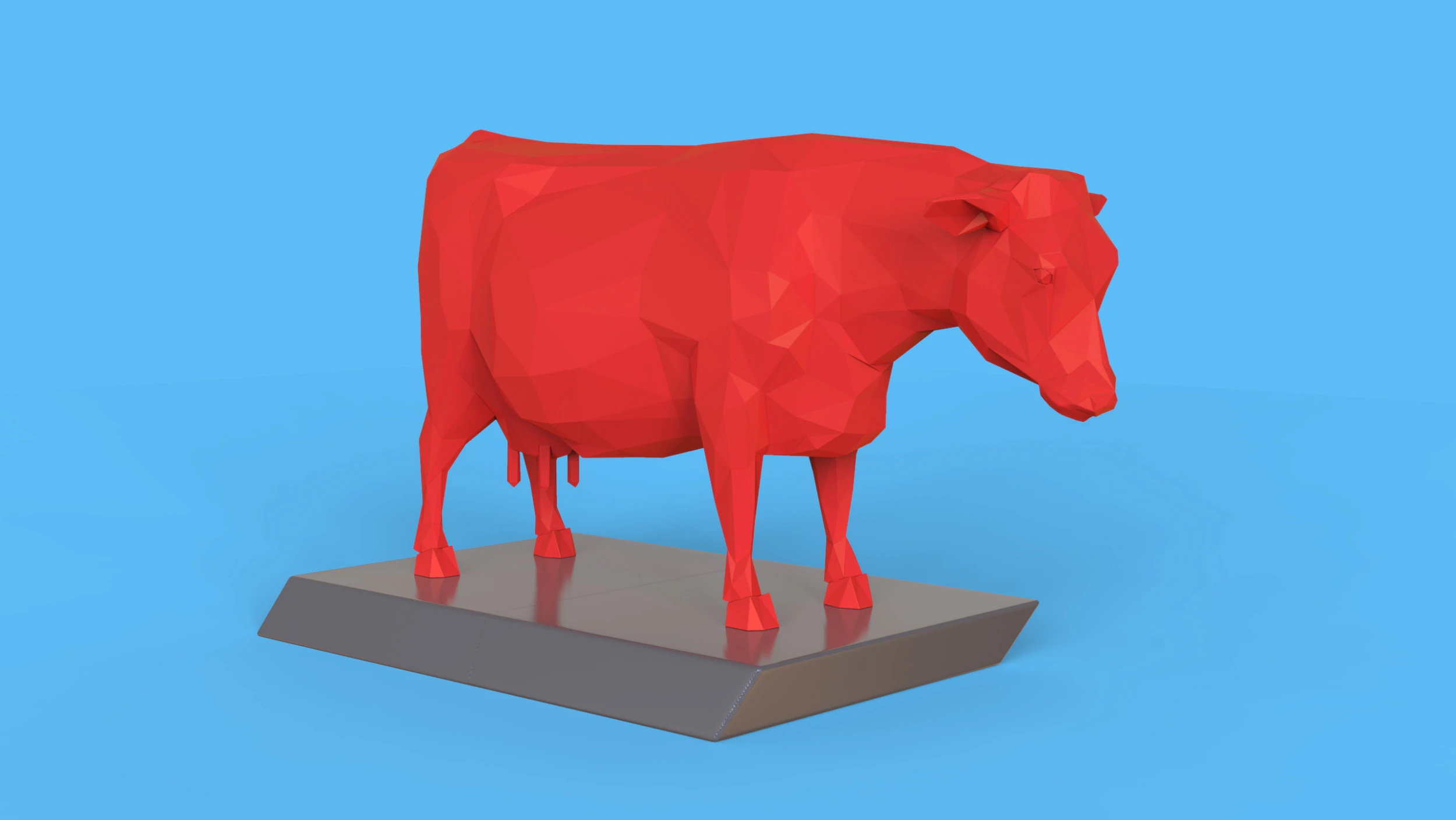 Low Poly Sculpture Cow 3D Model .c4d .max .obj .3ds .fbx .stl .blend