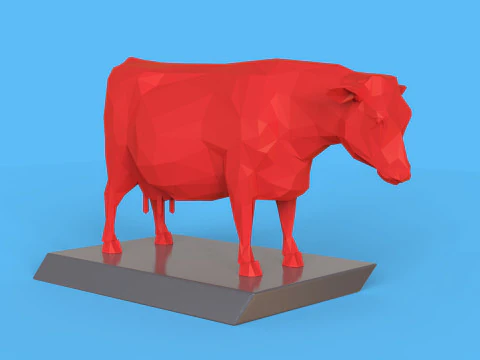 Low Poly Sculpture Cow 3D Model
