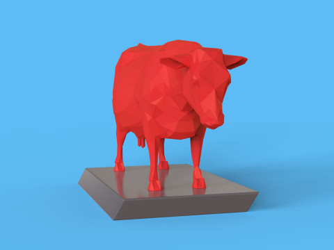 Low Poly Sculpture Cow Model 3D