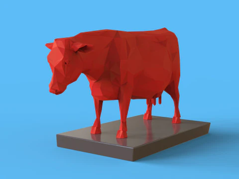 Low Poly Sculpture Cow 3D Model