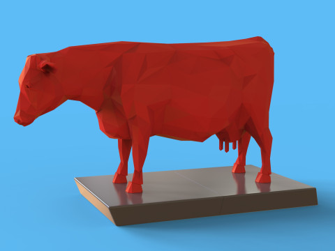 Low Poly Sculpture Cow Model 3D