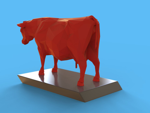 Low Poly Sculpture Cow Model 3D