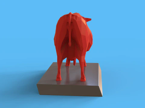 Low Poly Sculpture Cow 3D Model
