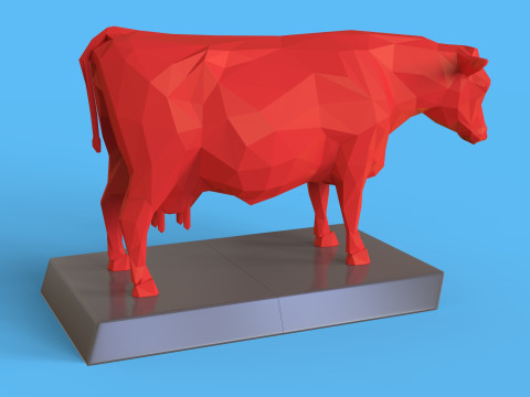 Low Poly Sculpture Cow Model 3D