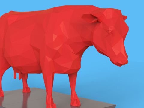 Low Poly Sculpture Cow Model 3D