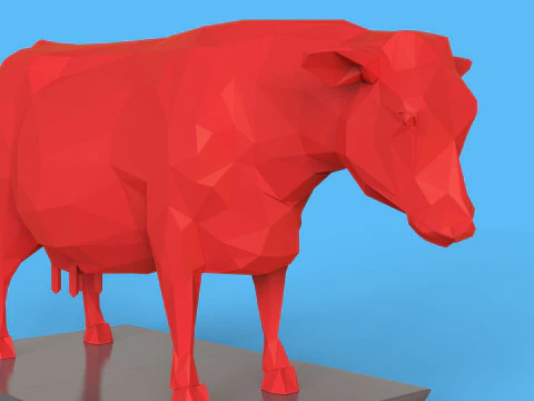 Low Poly Sculpture Cow 3D Model