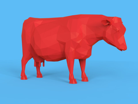 Low Poly Sculpture Cow Model 3D