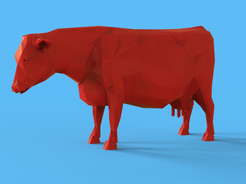 Low Poly Sculpture Cow Model 3D