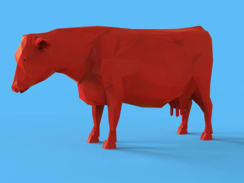 Low Poly Sculpture Cow 3D Model