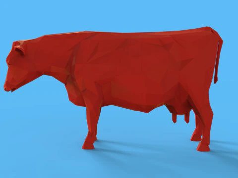 Low Poly Sculpture Cow 3D Model