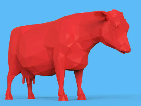 Low Poly Sculpture Cow 3D Model