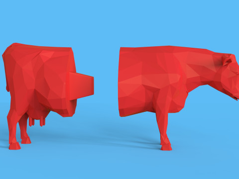 Low Poly Sculpture Cow Model 3D