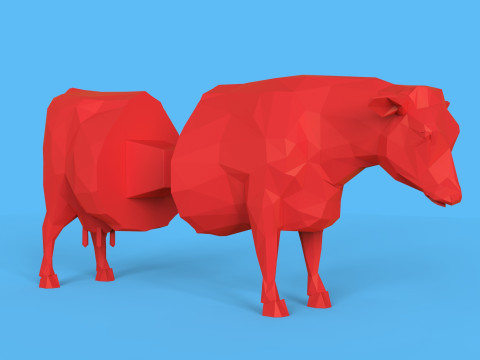 Low Poly Sculpture Cow Model 3D