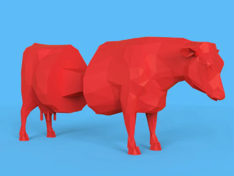 Low Poly Sculpture Cow 3D Model