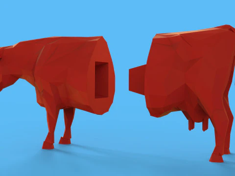 Low Poly Sculpture Cow 3D Model