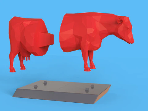 Low Poly Sculpture Cow 3D Model